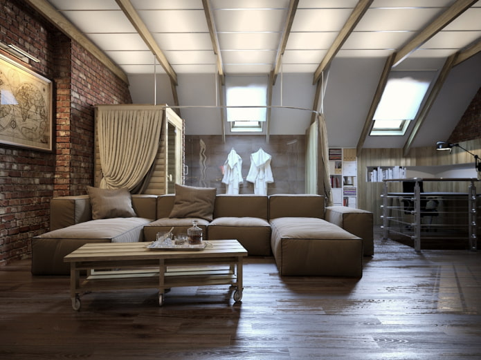 Dachfenster im Loft-Stil mit Rollos