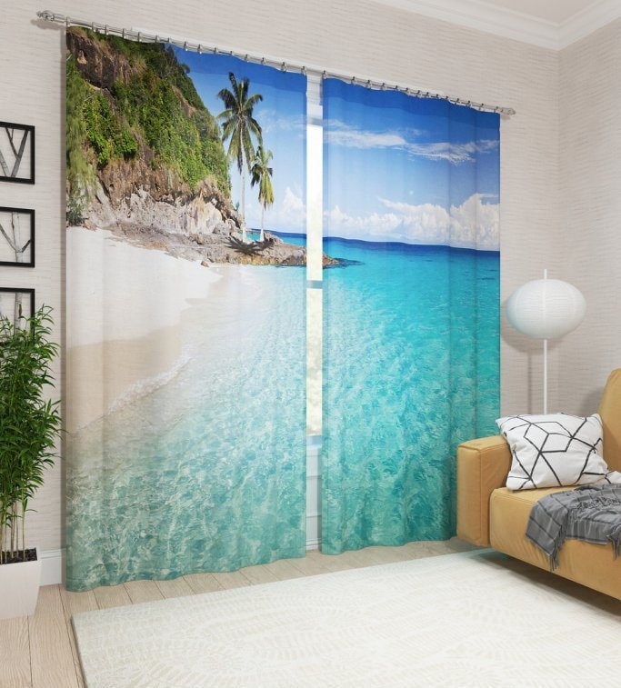 3D-Vorhänge mit einem Strandbild