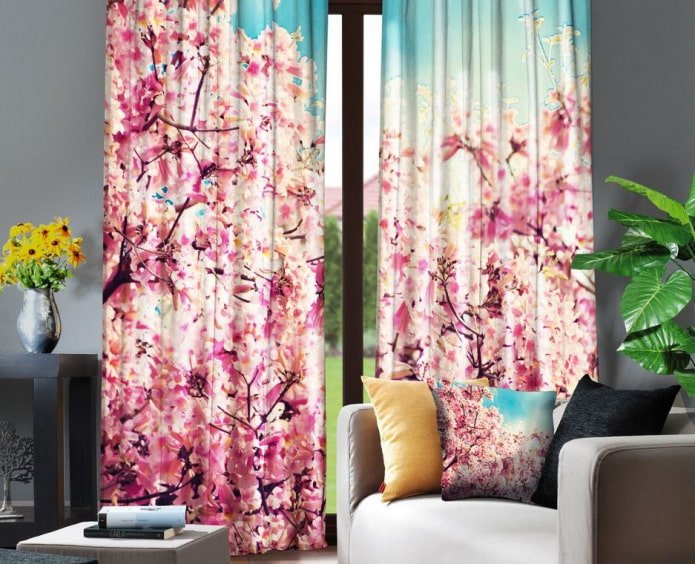 Vorhänge mit Sakura