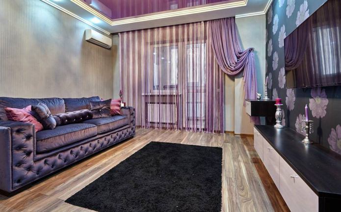 Lila Vorhänge für das Wohnzimmer