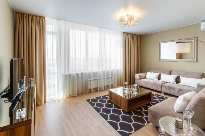Vorhänge für das Wohnzimmer im modernen Stil