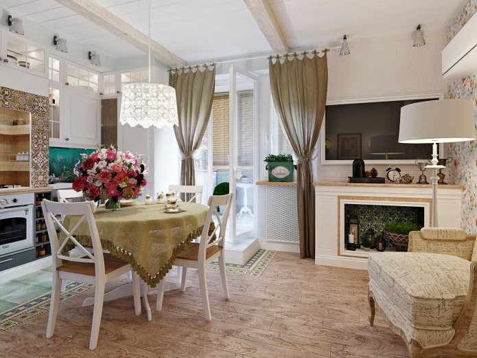 Vorhänge mit Klammern im Provence-Stil