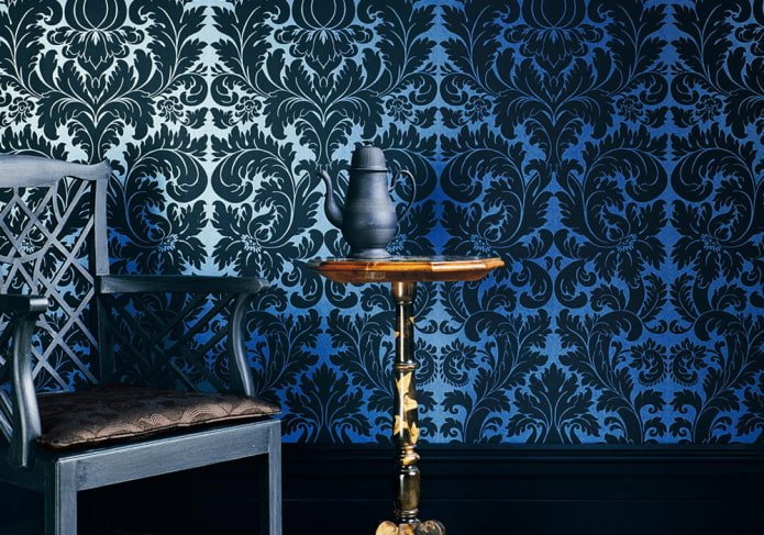 schwarze und blaue Tapete