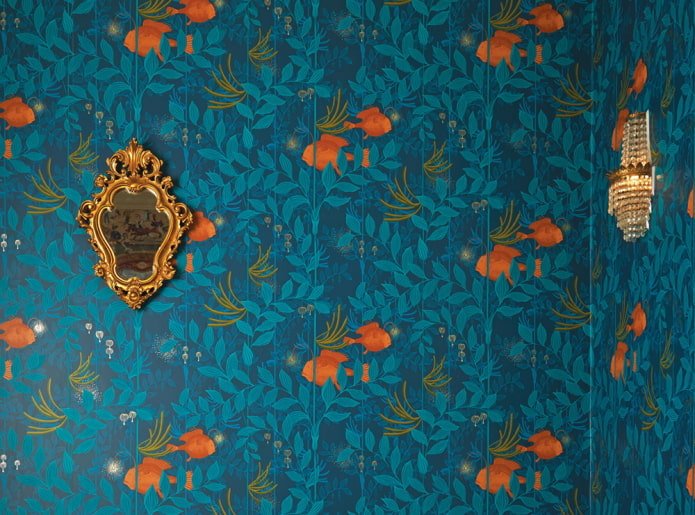 Orange-blaue Tapete