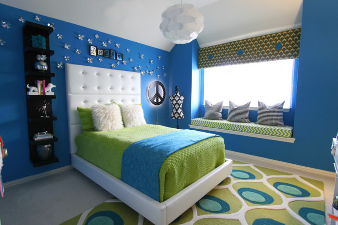 Blau-grünes Interieur
