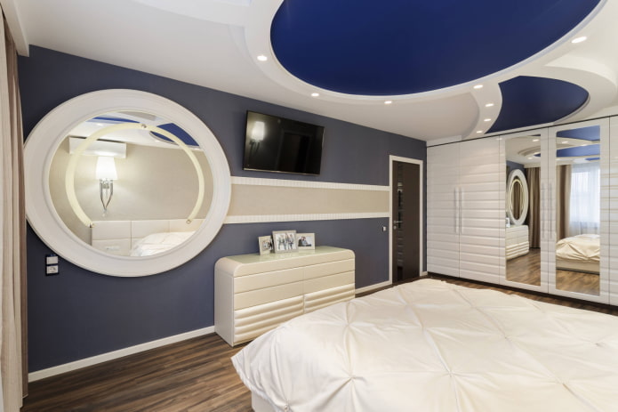Blaue runde Akzente an der Decke
