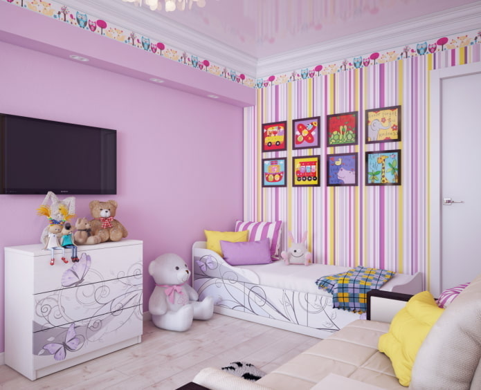 lila-gelbes Kinderzimmer