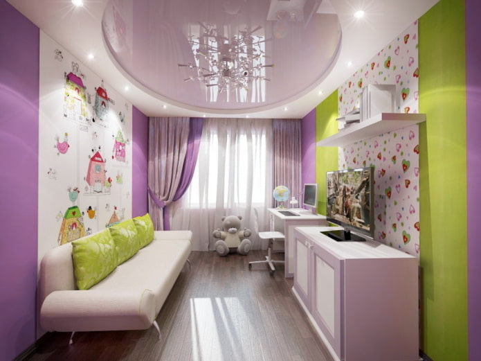 Violett-grünes Kinderzimmer