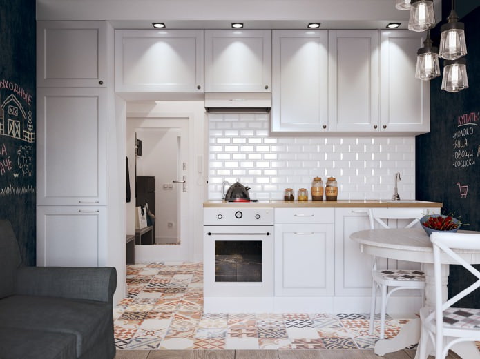 Kücheninterieur in einem 26 m² großen Studio