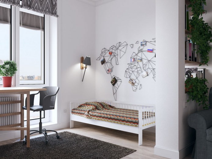Innenansicht eines Kinderzimmers in einem 26 m² großen Studio.