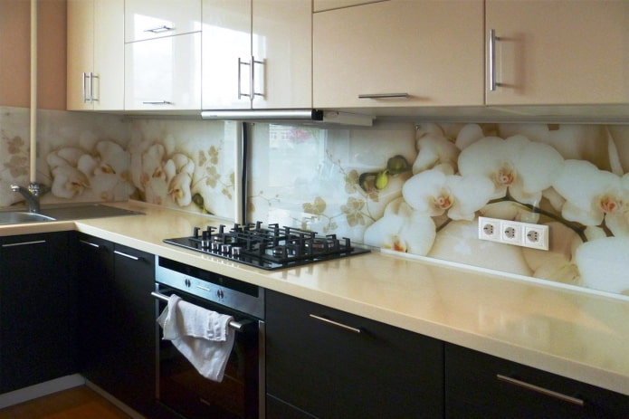 Glasschürze mit Orchideen