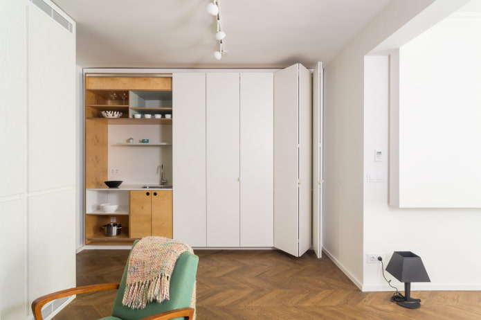 unsichtbare Küche im Wohnzimmer