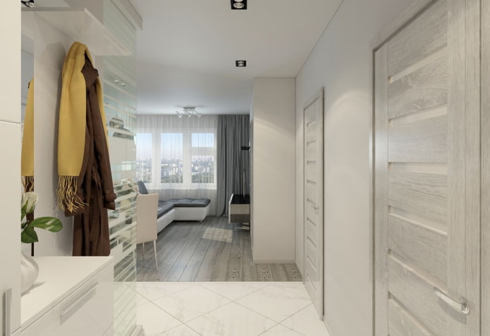 eine Kombination aus Laminat und Fliesen im Interieur