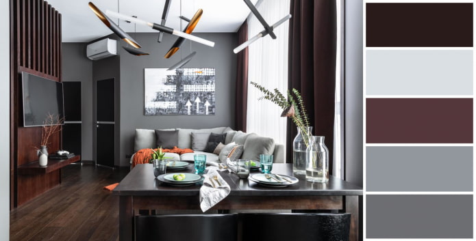 Aubergine und Grau