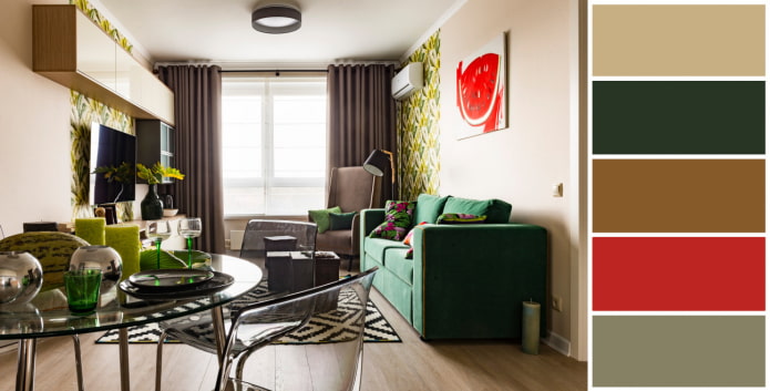 Wohnzimmer in satten Farbtönen