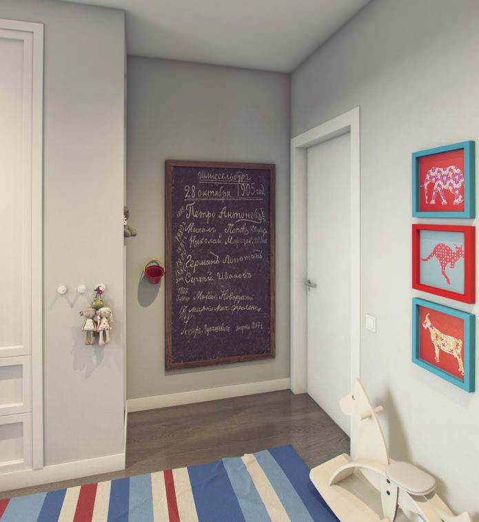 Entwurf eines 9,5 m² großen Kinderzimmers.