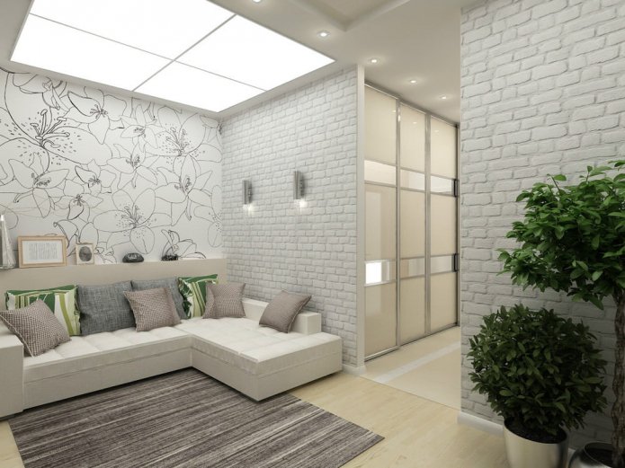 Entwurf einer Einzimmerwohnung mit 45 Quadratmetern