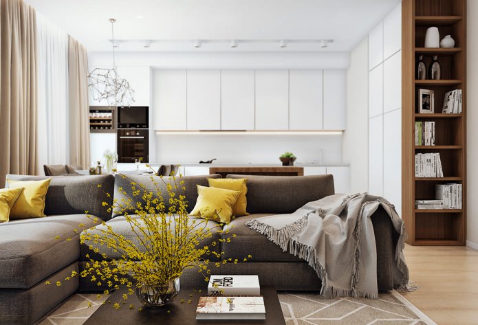 Küche mit Wohnzimmer kombiniert