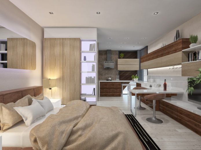 Innenarchitektur Küche-Schlafzimmer
