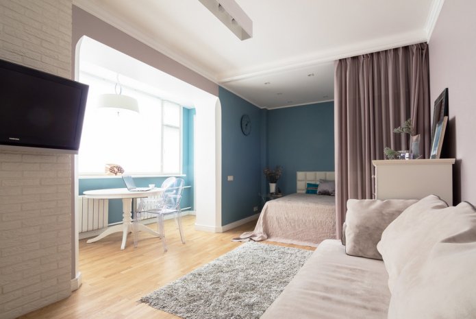 Schlafzimmeraufteilung kombiniert mit Wohnzimmer