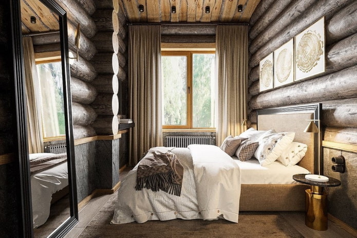 Schlafzimmer in einem Blockhaus