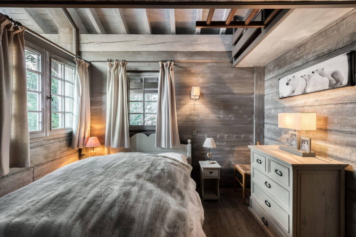 Schlafzimmer in kalten Tönen