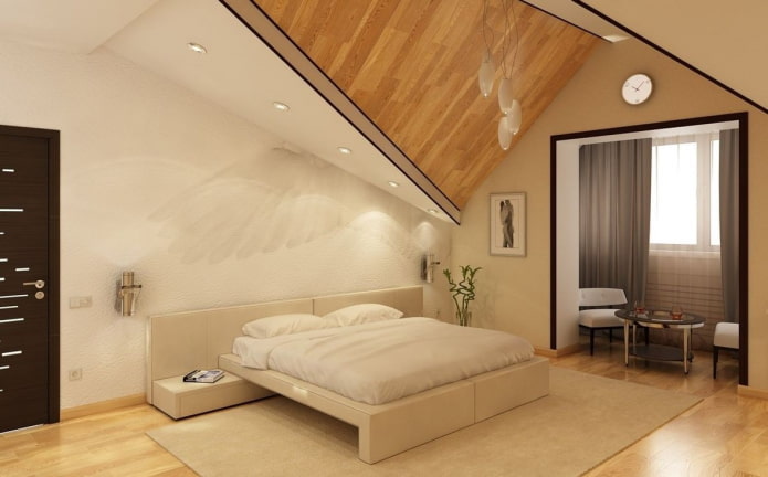 Layout eines Dachgeschossschlafzimmers mit Balkon