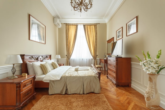 beige-braunes Schlafzimmer-Interieur