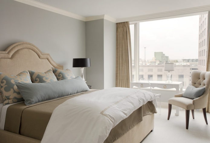 grau-beige Schlafzimmer-Interieur