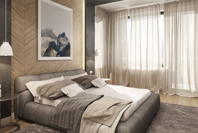 grau-beige Schlafzimmer-Interieur