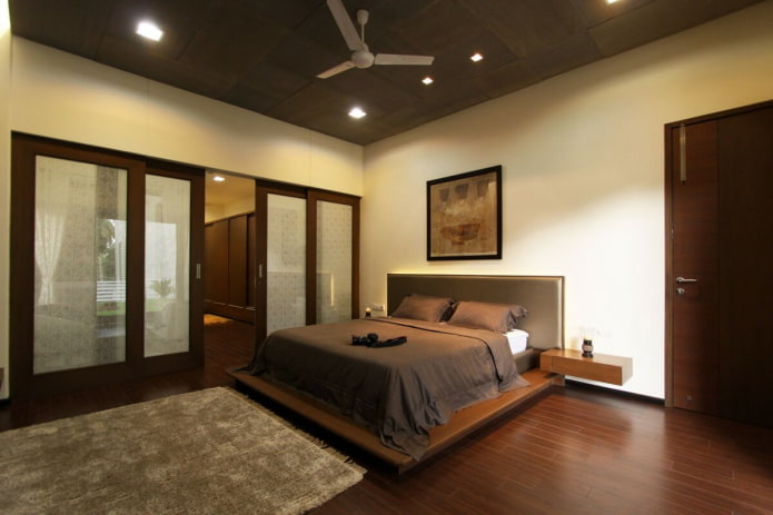 Beige-braunes Schlafzimmer-Interieur