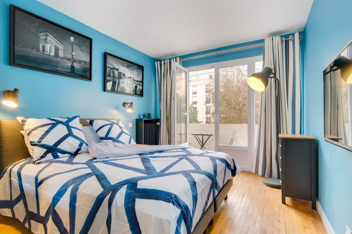 Blaues Schlafzimmer-Innendesign