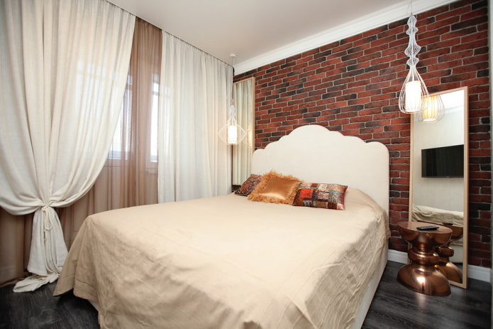 Schlafzimmer im Loft-Stil in einem Chruschtschow-Gebäude