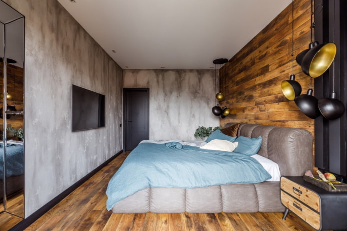 grau-braunes Schlafzimmer-Interieur