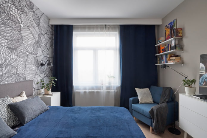 graublaues Schlafzimmerdesign