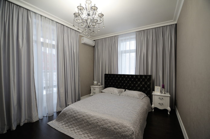 grau-schwarzes Schlafzimmerdesign