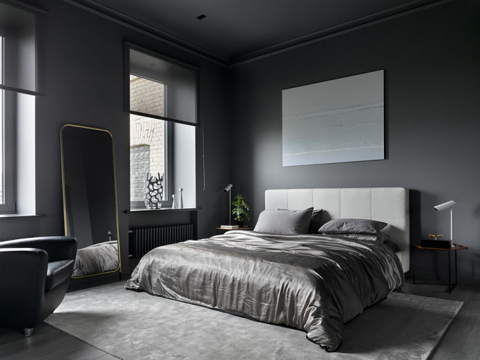 Graues Schlafzimmer-Innendesign