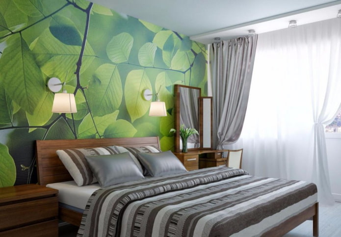 grau-grünes Schlafzimmer-Interieur
