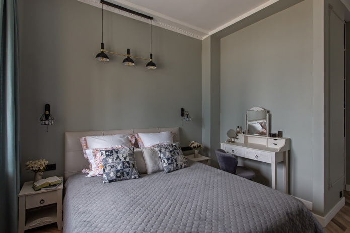 Graues Schlafzimmer-Innendesign