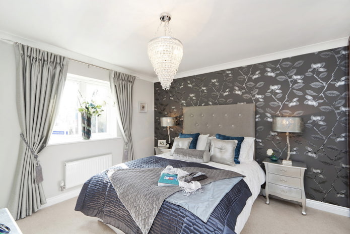 Graues Schlafzimmer-Innendesign
