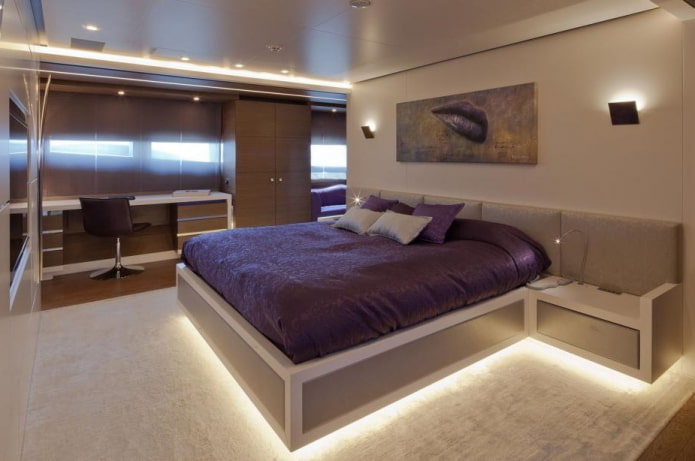 Schlafzimmer-Innenarchitektur im Hightech-Stil