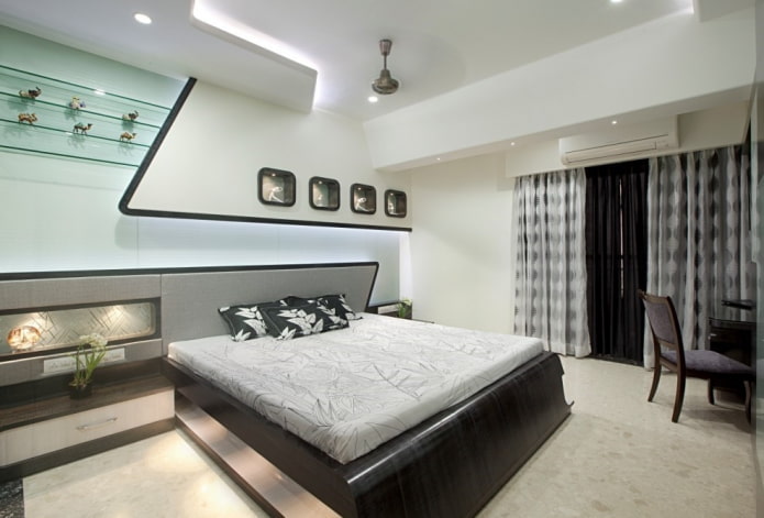 Schlafzimmer-Innenarchitektur im Hightech-Stil