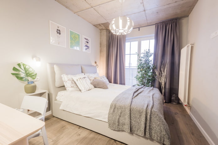 Schlafzimmer im skandinavischen Loft-Stil