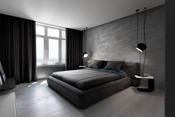 minimalistisches Schlafzimmer mit weißer Decke