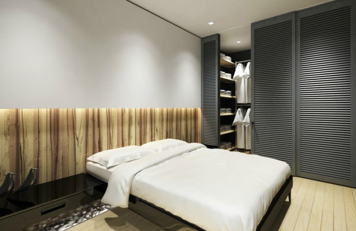 Möbel im Schlafzimmerinterieur im minimalistischen Stil