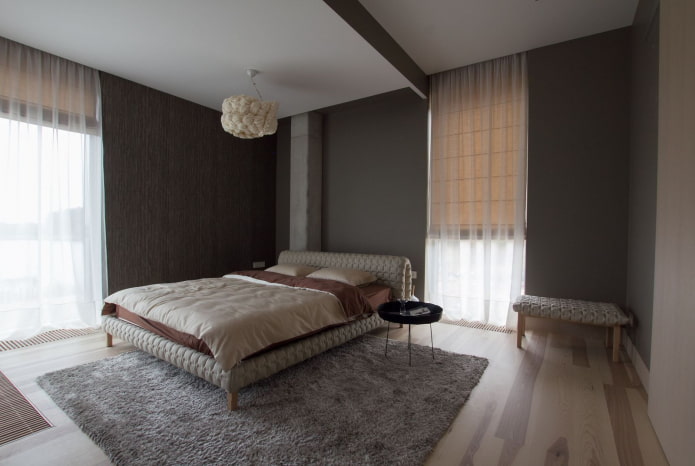Textilien im Schlafzimmer im minimalistischen Stil