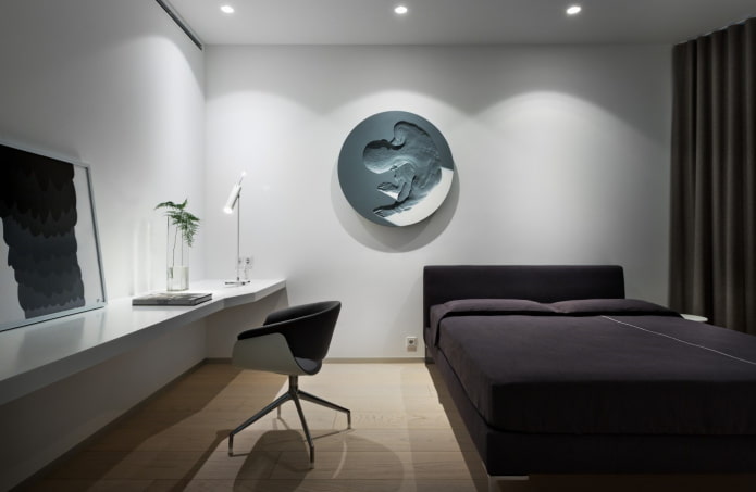 Dekoration im Schlafzimmer im minimalistischen Stil