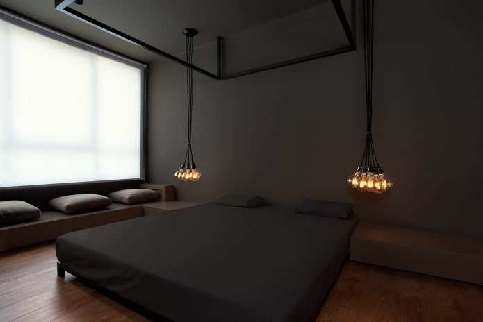 Beleuchtung im Schlafzimmer im minimalistischen Stil