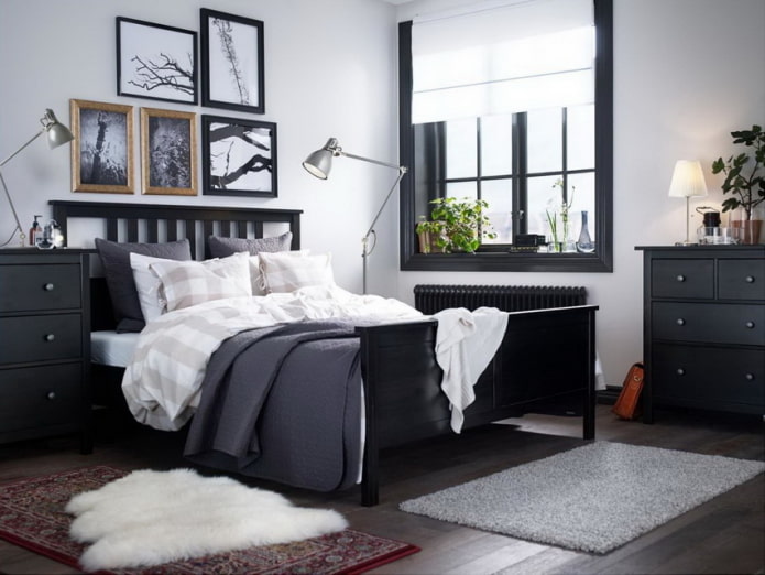 schwarze Möbel im Schlafzimmer