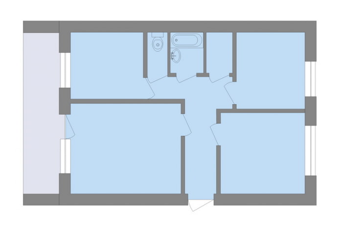 Dreizimmerwohnung in einer Stalinka